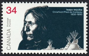 CHIEF CROWFOOT (1830-1890) = ABORIGINAL HISTORY 1870's = Canada 1986 #1108 MNH