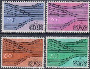 BELGIUM Sc# Q433-6 CPL MNH RALWAY STAMPS - STYLIZED RAILROAD TRACKS