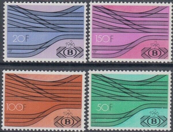 BELGIUM Sc# Q433-6 CPL MNH RALWAY STAMPS - STYLIZED RAILROAD TRACKS