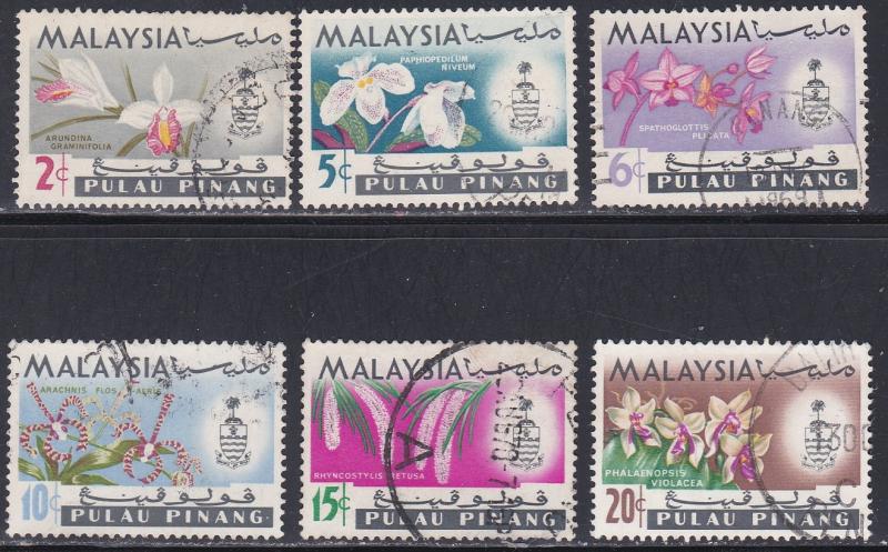 Malaysia -Pulau Pinang # 75-80, Orchids, Short Set, 1/3 Cat.