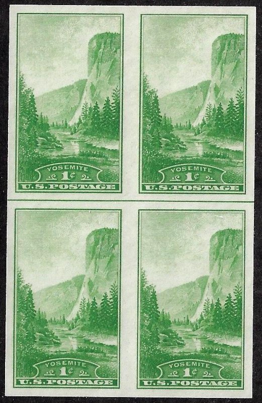 US. Sc 756. Block of 4. With horizontal line. No gum as issued.  (g766b4hl)