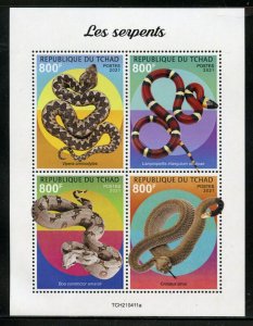 CHAD 2021 SNAKES SHEET MINT NEVER HINGED