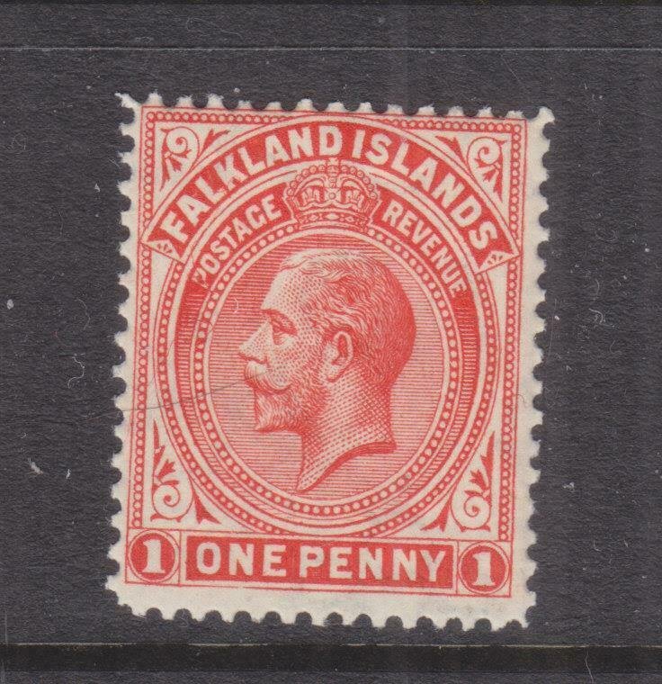 FALKLAND ISLANDS, 1925 KGV, Script CA, 1d. Orange Vermilion, mnh.