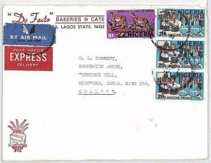 NIGERIA Cover 1980s EXPRESS Commercial Air Mail BAKERY Advert WHEAT Logo BR192