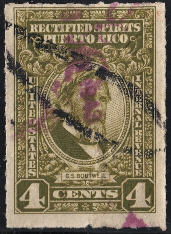 Puerto Rico #RE37 4¢ Rectified Spirits (1942) Used