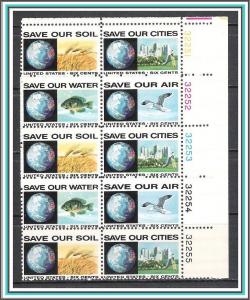 US Plate Block #1413a Anti-Pollution MNH