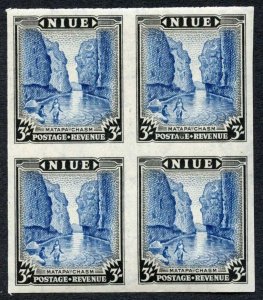 Niue SG122 3/- IMPERF BLOCK of FOUR U/M