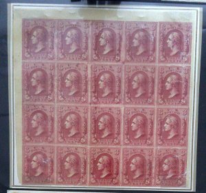 Scott #79-E8a - 3c Red - Block of 20 - Loewenberg Decalcomania - Essay