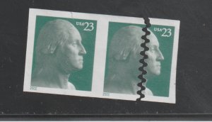 US Scott #3617  Misperf/Miscut Pair 2002 Washington 23 cent Mint Never Hinged NG