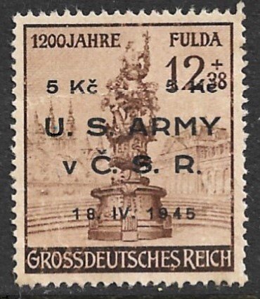 US ARMY IN CZECHOSLOVAKIA 1945 Private Contemporary Issue on Germany Stamp FAULT