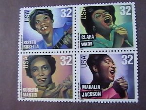 U.S.# 3216-3219(3219a)-MINT NEVER/HINGED---BLOCK OF 4---GOSPEL SINGERS--1998