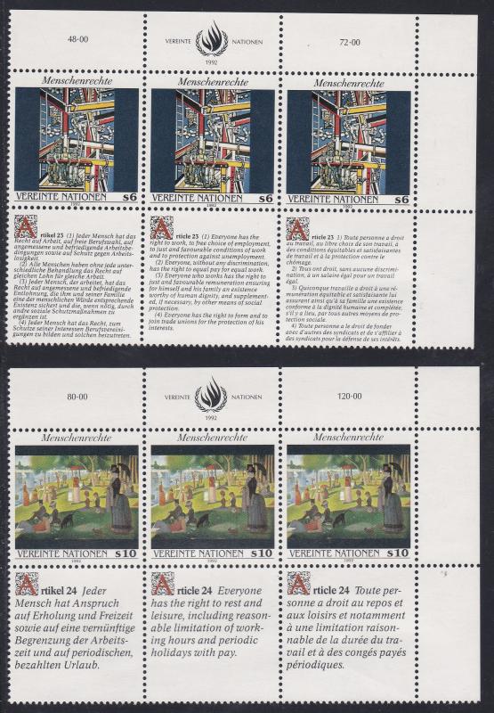 United Nations - Vienna # 139-140, Human Rights Articles, NH, 1/2 Cat.