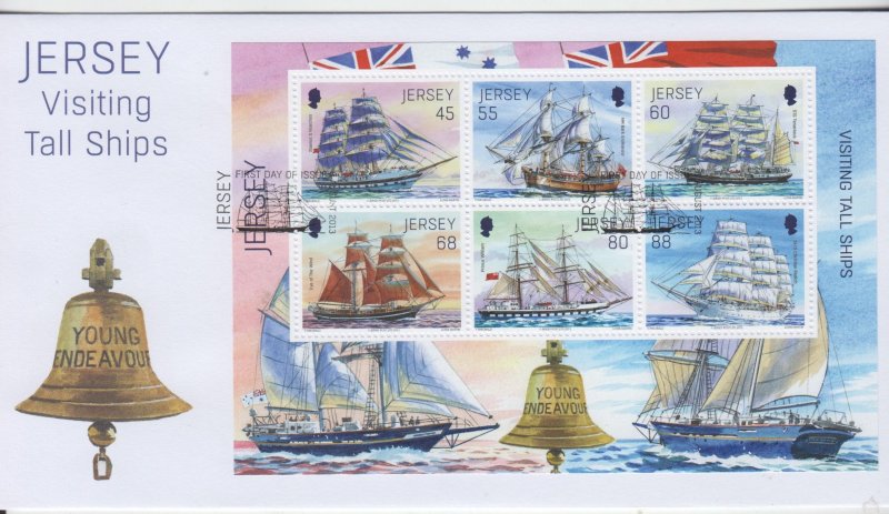 Jersey 2013,  Tall Ships Miniature Sheet  on FDC