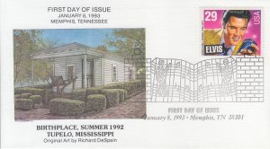 1993 Elvis Presley (Scott 2721) Memphis Collectible DeSpain BirthplaceFDC