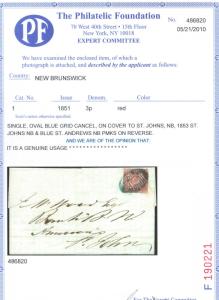 New Brunswick #1 VF Used On Cover **With Certificate**