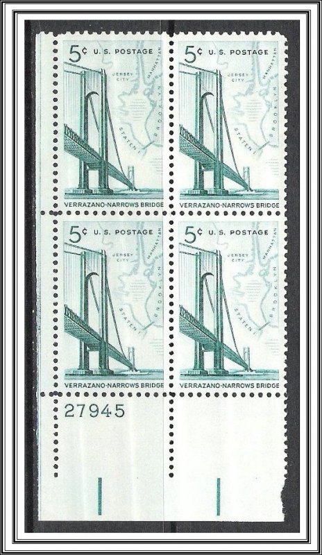 US Plate Block #1258 Verrazano Bridge MNH