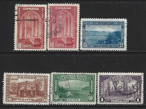CANADA - #241-#245 - 1938 PICTORIAL ISSUE USED SET