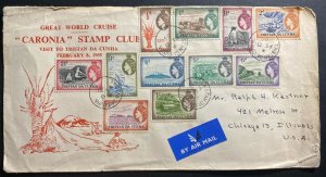 1955 Tristan da Cunha Cover to Chicago IL USA # 14-27 Coronia Cruise