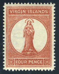 British Virgin Island 1887 QV 4d chestnut superb MNH. SG 35. Sc 16.