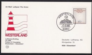 GERMANY 1983 LUFTHANSA first flight postcard to Westerland to Dusseldorf...A6370