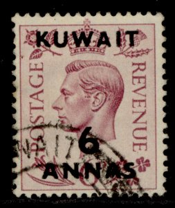 KUWAIT GVI SG70, 6a on 6d purple, FINE USED.