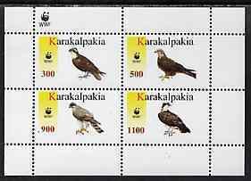 KARAKALPAKIA - 1997 - Birds of Prey - Perf 4v Sheet - Mint Never Hinged