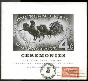 1120 OVERLAND MAIL FIRST DAY CEREMONY PROGRAM MELLONE cats $40