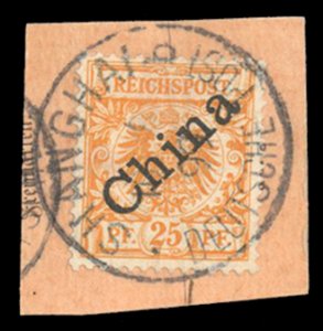 German Colonies, German Offices in China #5a Cat$65, 1898 25pf orange, used o...