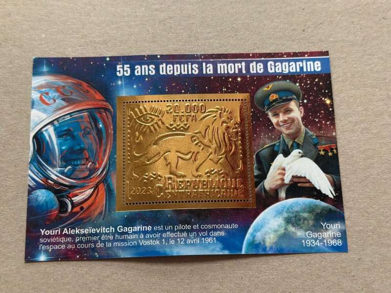 Space, Gagarin 2023 year 6 blocks Foil. Bronze perforated  NEW MNH**