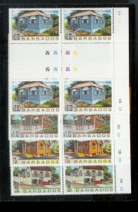 BARBADOS Sc#922-925 Complete Mint Never Hinged GUTTER BLOCK Set