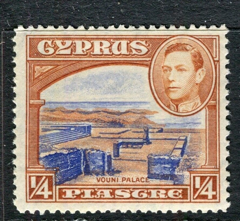 CYPRUS; 1938 early GVI pictorial issue fine Mint hinged 1/4pi. value