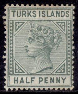 TURKS & CAICOS ISLANDS QV SG53, ½d blue-green, M MINT. Cat £27.