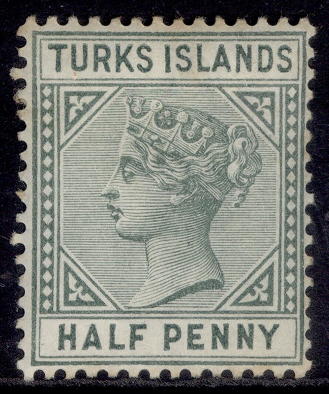 TURKS & CAICOS ISLANDS QV SG53, ½d blue-green, M MINT. Cat £27.