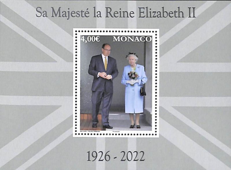 Monaco 2022, In memory of Queen Elizabeth II s/s, MNH