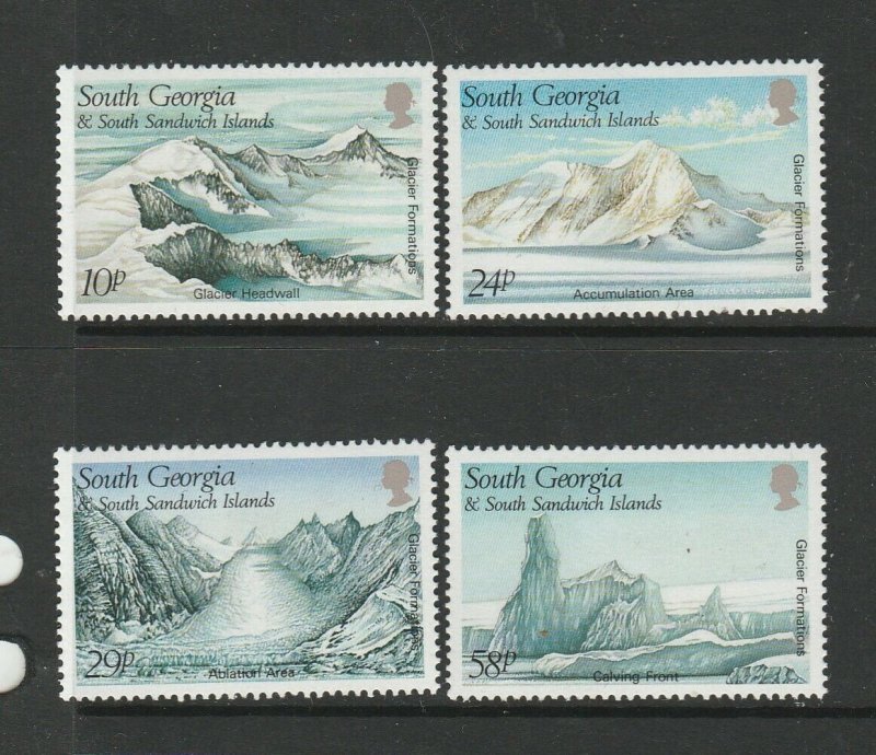 South Georgia 1989 Glaciers UM/MNH SG 187/90