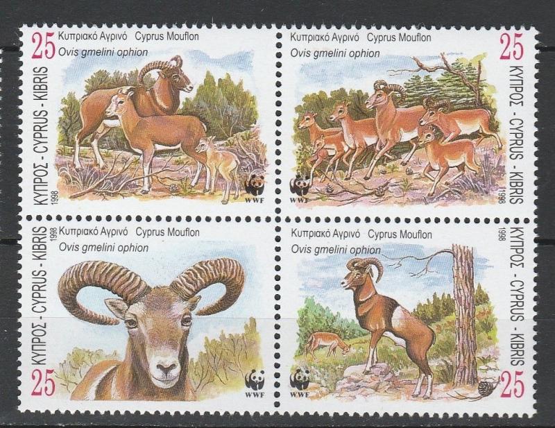 Cyprus 1998 WWF Fauna animals 4 MNH stamps