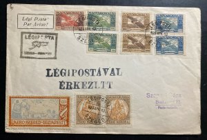 1925 Szeged Hungary First Flight Cover FFC To Budapest Air Label