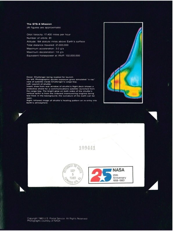 US Scott #1909 Used 1983 STS - 8 Flight Cover With Stamp Special Event Cover