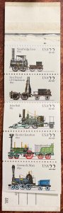 US #2366a MNH Folded Booklet Pane of 6 w/Tab & Cover Locomotives SCV $2.50 L42