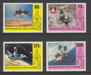 Ivory Coast Sc 585-588 MNH. 1981 Space Conquest, complete set, fresh, bright, VF 