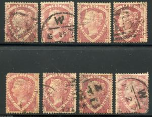 GREAT BRITAIN  THREE HALF PENCE LOT OF EIGHT  USED  SCOTT#32 VARIABLE CONDITION