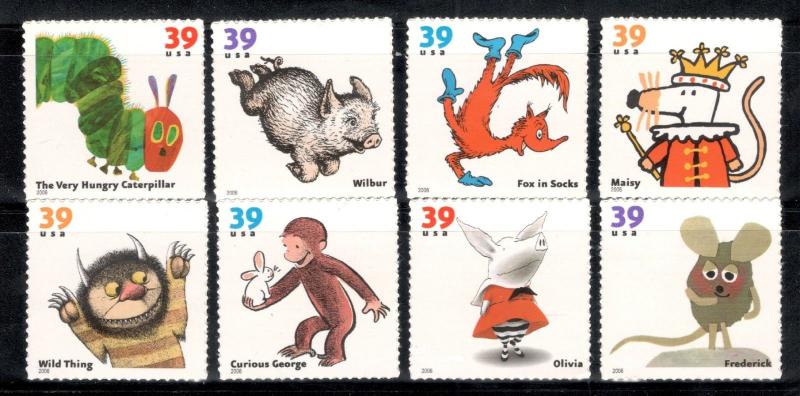 3987-3994 Children's Book Animals Set Of 8 Mint/nh FREE SHIPPING