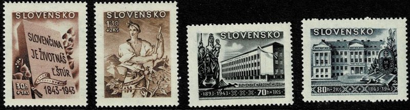 1943 Slovakia Semi-Postal Scott Catalog Number B17-B20 Unused Never Hinged