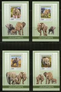 GUINEA 2019  ELEPHANTS  SET OF FOUR DELUXE SOUVENIR SHEETS  MINT NEVER HINGEDD