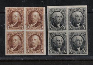 USA #3P3 - #4P3 Extra Fine Plate Proof Block On India Paper Without Gum As Issue