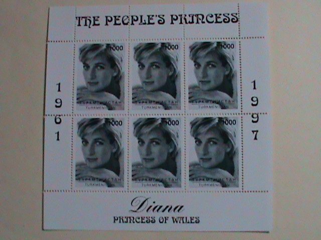 TURKMENISTAN  STAMP: 1997- PRINCE DIANA RARE BLACK & WHITE PHOTOS-MINT NH S/S