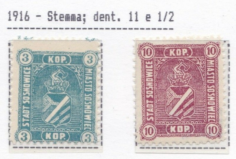 1916 Poland / Polen / Poland/Polska Sosnowice, N°1/2 MNH / Pre-inked Mikulski-J