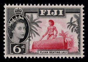 FIJI QEII SG314, 6d carmine & black, NH MINT.