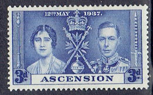 Ascension, Scott #39; 3p King George VI Coronation, MH