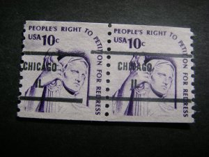 Precancel - Scott 1617a - 10c Right to Petition - Gap Pair - IL - CHICAGO No Gum